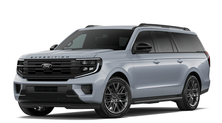 2026 Ford Expedition Max MAX Platinum in Glacier Gray Metallic Tri-Coat — front three-quarter view